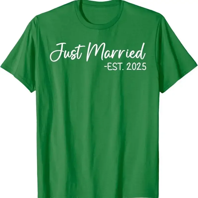 Just Married 2025 Honeymoon Wedding Couples Fiancee T Shirt