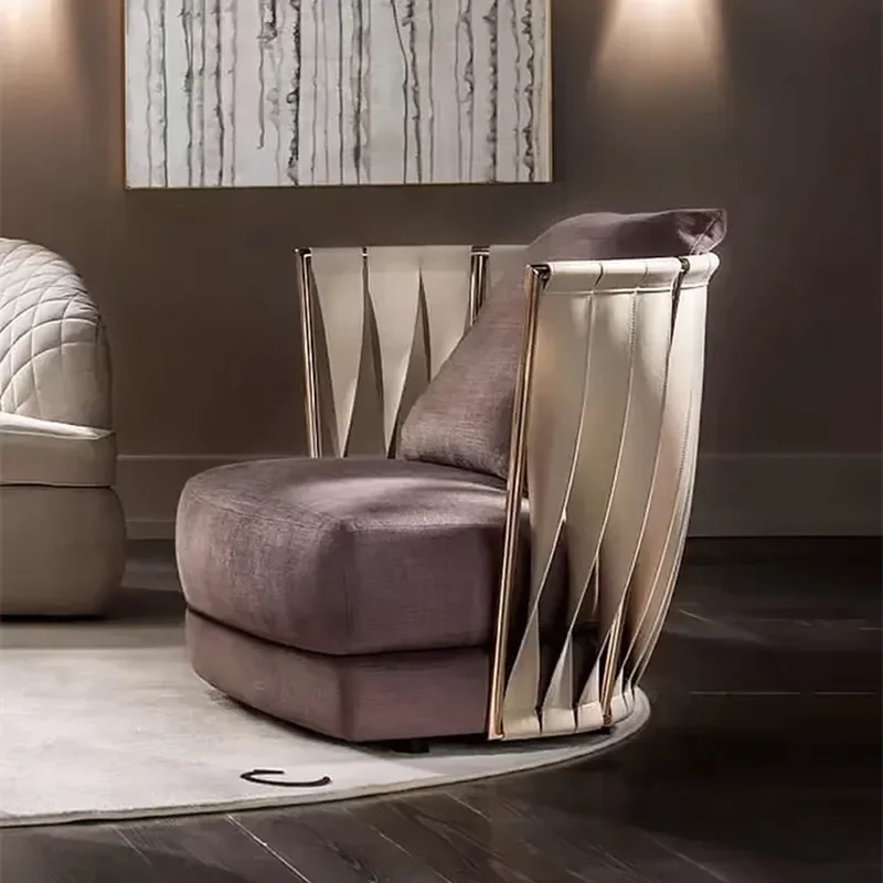 Italian light luxury post-modern living room model room single leisure metal recliner