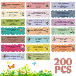 200 Pcs Bible Spanish Inspirational Stickers Colorful Flowers Bible Verse Stickers Christian Planner Religious Stickers