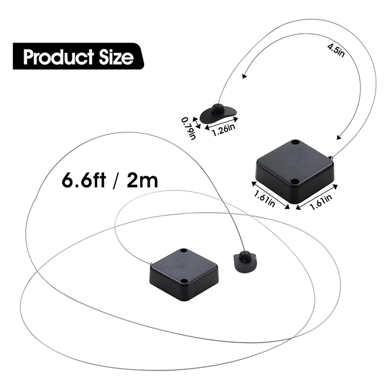 Retractable Remote Control Tethers, Remote Cable Lock , 6.6Ft /2M Remote Control Security Lock For TV And DVD 2 Pcs-Y41A