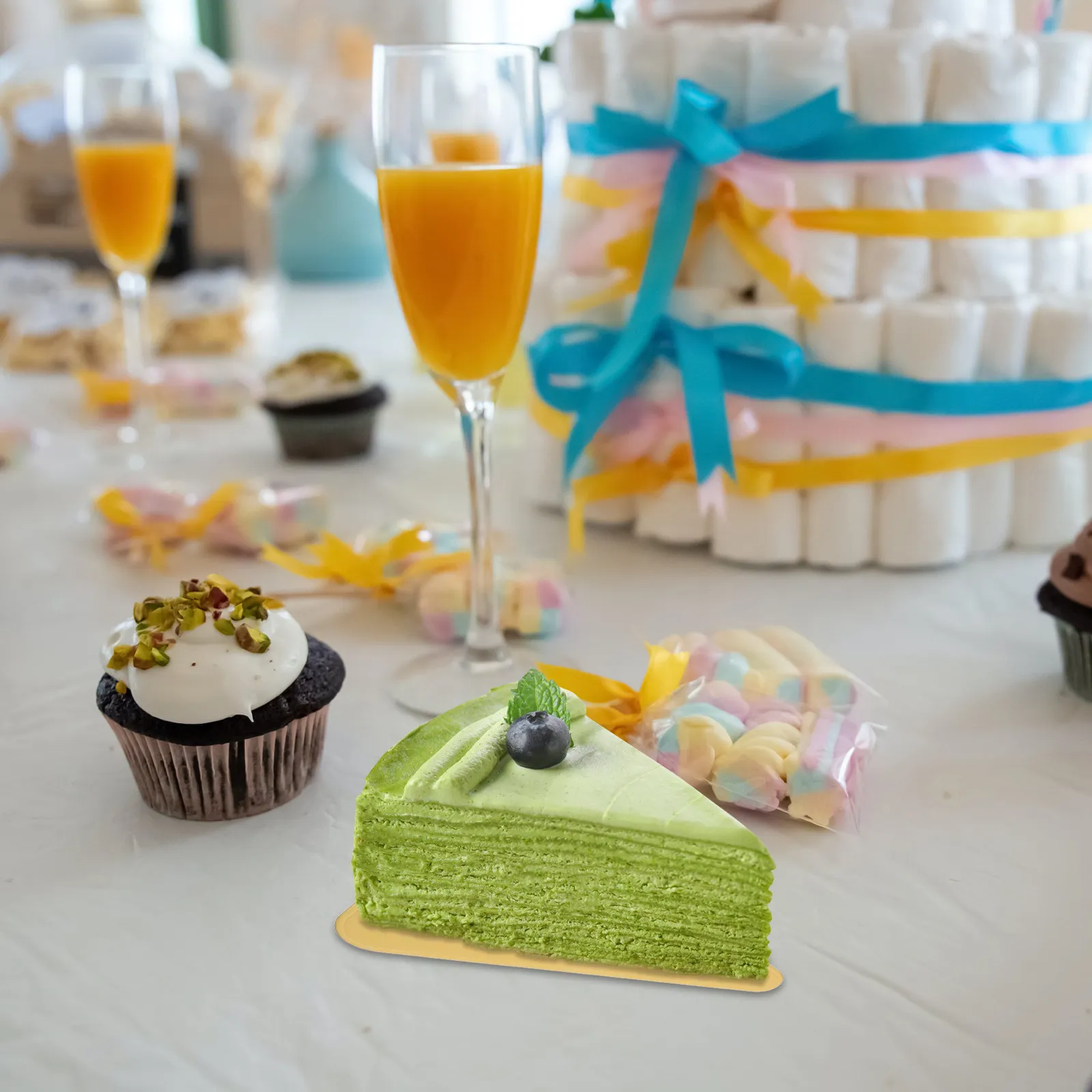 50Pcs Triangle Cake Base For For Cake Decorating New Year Party Gold Cardboard Disposable Pastry Boards Wedding