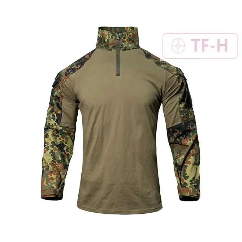 Камуфляжная форма Flecktarn, футболка с длинными рукавами, тренировочная боевая тактическая охотничья уличная рабочая одежда, спецодежда Камуфляжная форма Flecktarn, футболка с длинными рукавами, тренировочная боевая тактическая охотничья уличная рабочая одежда, спецодежда