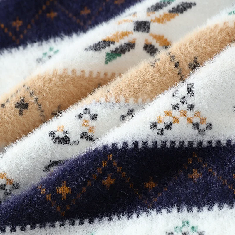 ใหม่อินเทรนด์Patchworkสีเสื้อกันหนาว2025ฤดูใบไม้ร่วงฤดูหนาวแฟชั่นถักClohtes Thicken Warmเสื้อกันหนาว