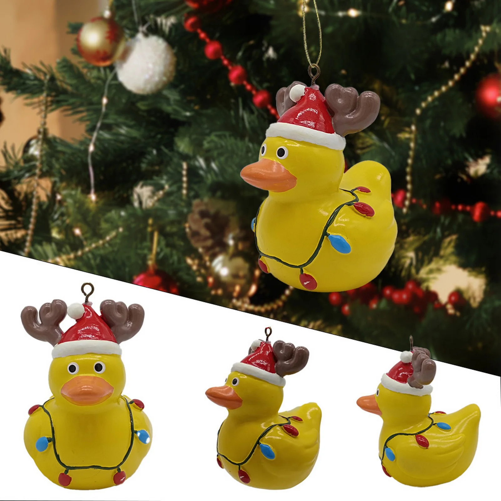 3D Ducks Christmas Pendant Portable Lightweight Duck Pendant for Bag Key Car Interior Decoration