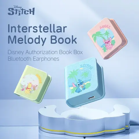 디즈니 스티치 이어 버드 북 시리즈 블루투스 무선 헤드폰 소음 감소 서라운드 사운드 게임용 헤드셋 만화 애니메이션 AH806