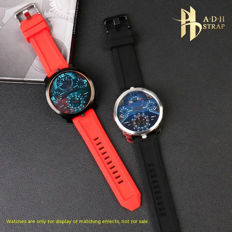 Large Waterproof Silicone Watch Strap For Diesel DZ4496 DZ4323 DZ4378 DZ4318 Rubber Watch Strap 24 26 28MM Men\'s Watch Band Sof