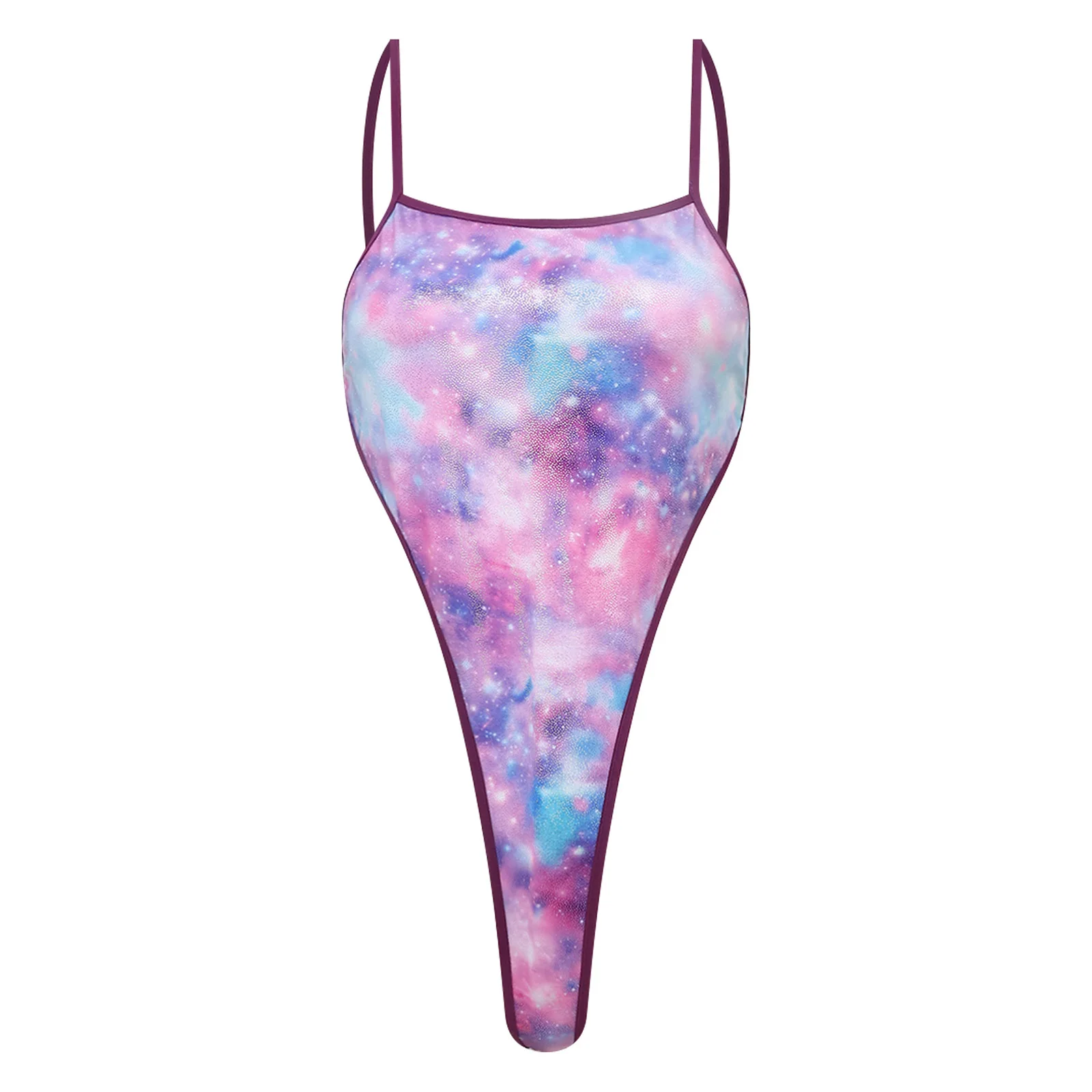 Womens Pleated Biquini Swimsuit Camisole Bodysuit Lingerie One Piece Swimsuit Back Lacing Backless High Cutting T-back Swimwear