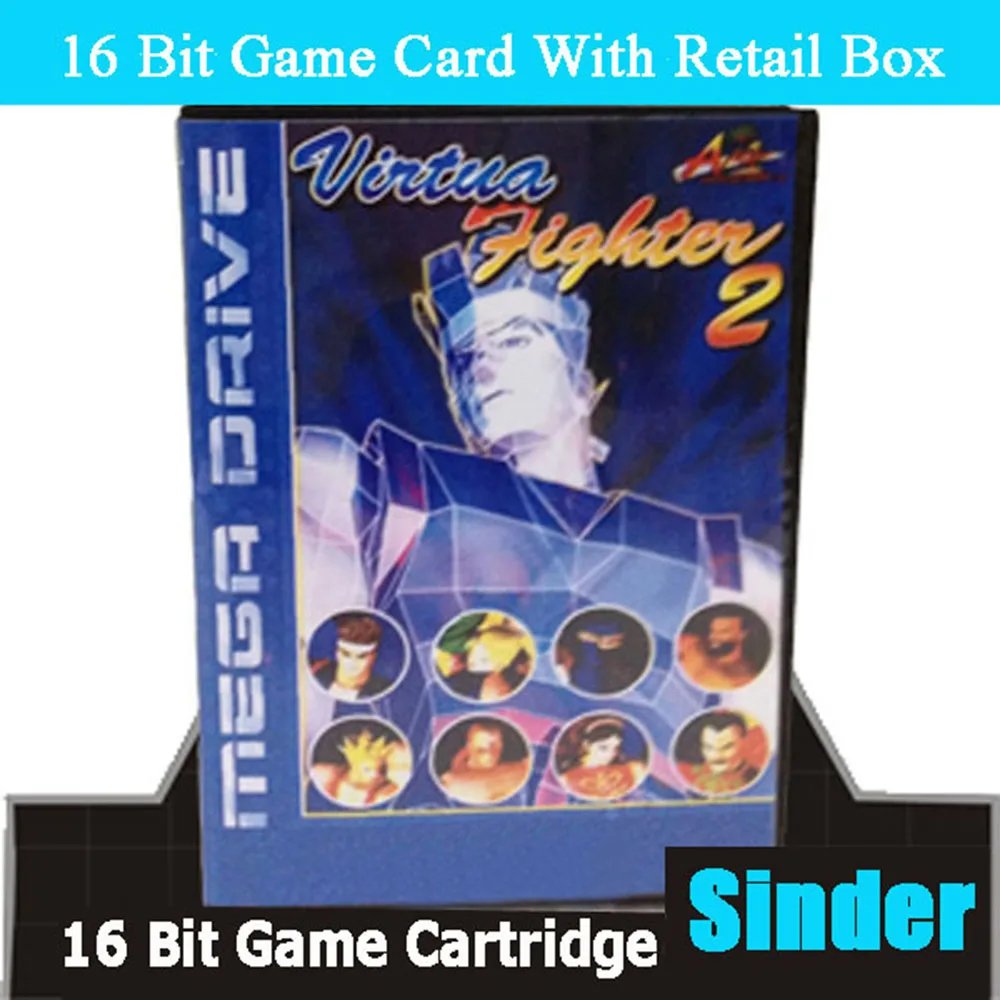 Cartucho de juego Virtua Fighter 2 MD de 16 bits con caja EUR para sistemas Sega Megadrive Genesis