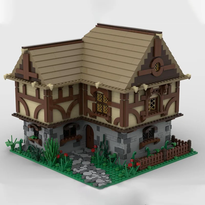 1659pcs MOC 중세 건축 시리즈 중세 집 빈티지 코티지 디자인 DIY 모델 빌딩 블록 생일 장난감 선물