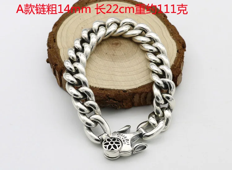 925 sterling silver personalized domineering trendy men's retro smooth whip bracelet handcrafted creative minimalist women's bra