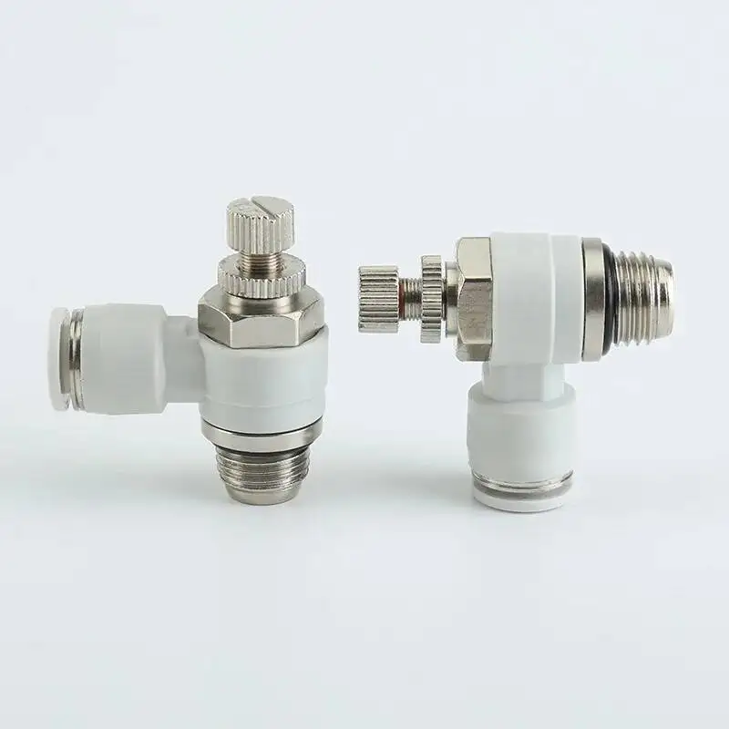 G-الموضوع تركيبات تعمل بالهواء المضغوط الأنابيب اقتران سريع صمام خنق SL8-02 تنظيم سرعة اسطوانة قابل للتعديل