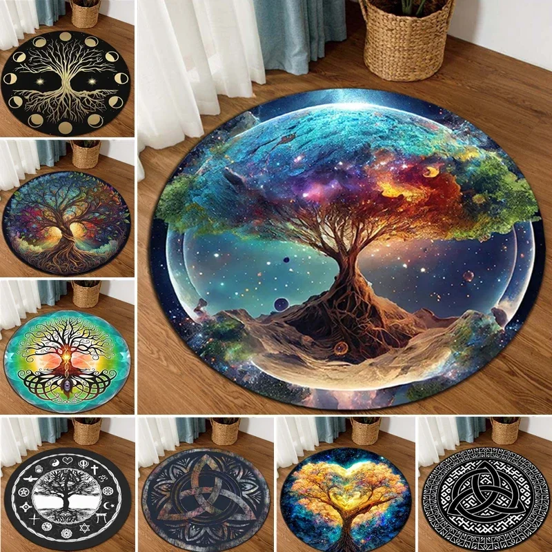 

3D ковер Viking Yggdrasil Tree of Life Area, круглые коверы для гостиной, спальни, дивана, украшения, детские игры, нескользящий напольный коврик