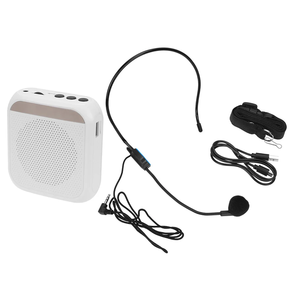 

Wireless Voice Amplifier 2200mAh Clear Sound 1000㎡ Coverage Portable Teacher Microphone Small Speaker White Tour Guide
