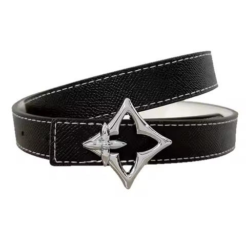 Women's high-end thin belt simple metal geometric buckle trend casual stars belt women's dress jeans New slim Joker belt.
