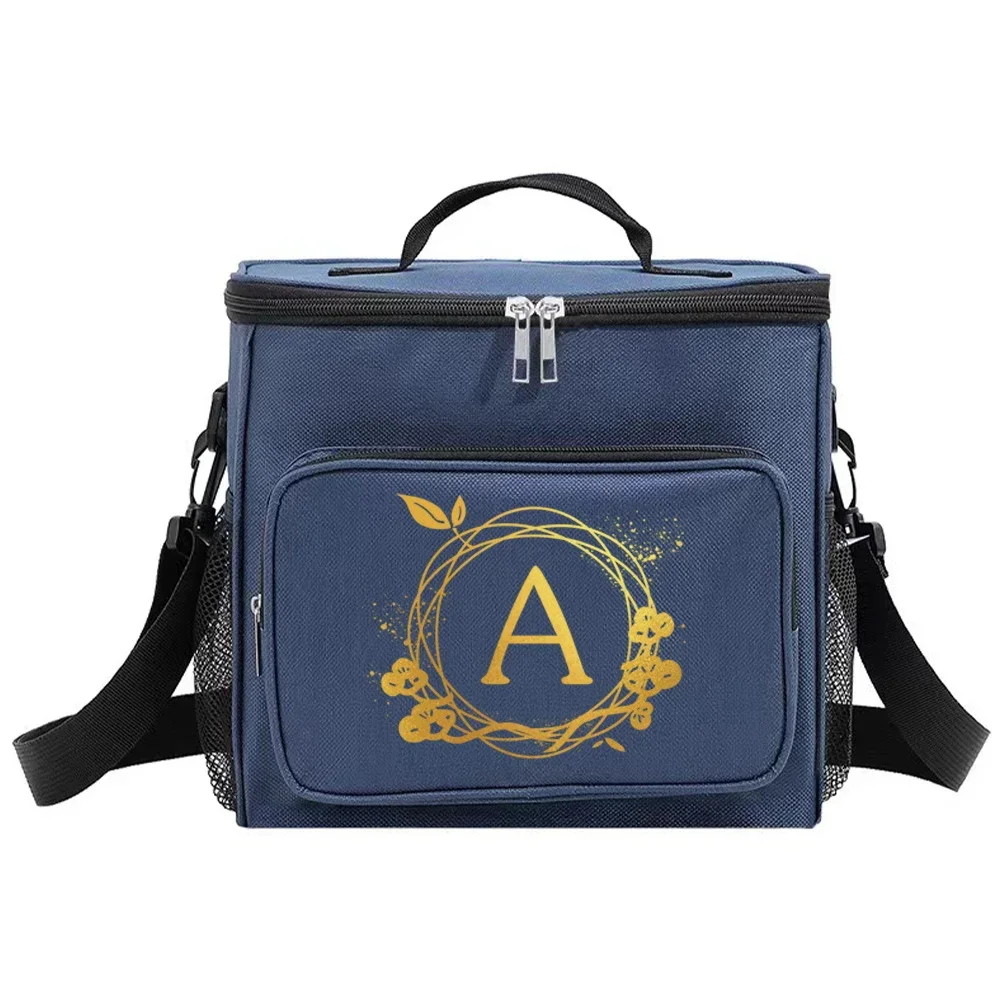 Insulated Lunch Bags Cooler Box Thermal Organizer Handbag for Student Portable Waterproof Camping Storage Boxes Wreath Printing
