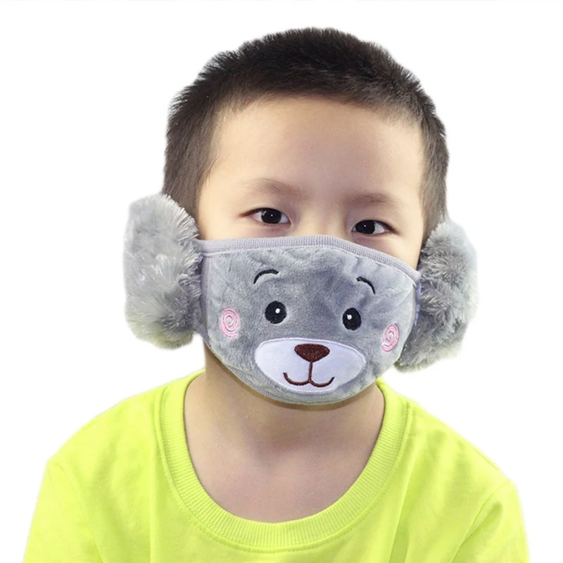 Winter Warm Mask Earmuffs Cute Cartoon Unisex Earmuffs Cold-proof Windproof Winter Warm Masks Children Accessories Earlap Mouth