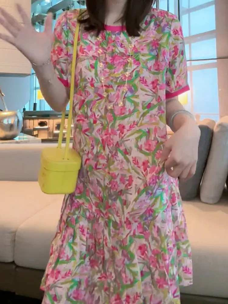 

Chic Korean Sle Casual Floral Print Slimming Design Holiday Vibes High End Dr Summer New Arrival Anti Aging Skirt