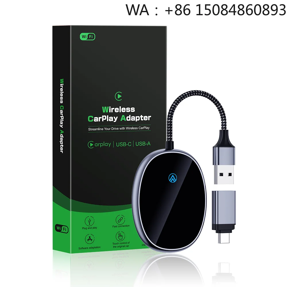 Wireless CarPlay Adapter Portable 2 in 1 USB Dongle with Dual Band WIFI for    1 Year Warranty