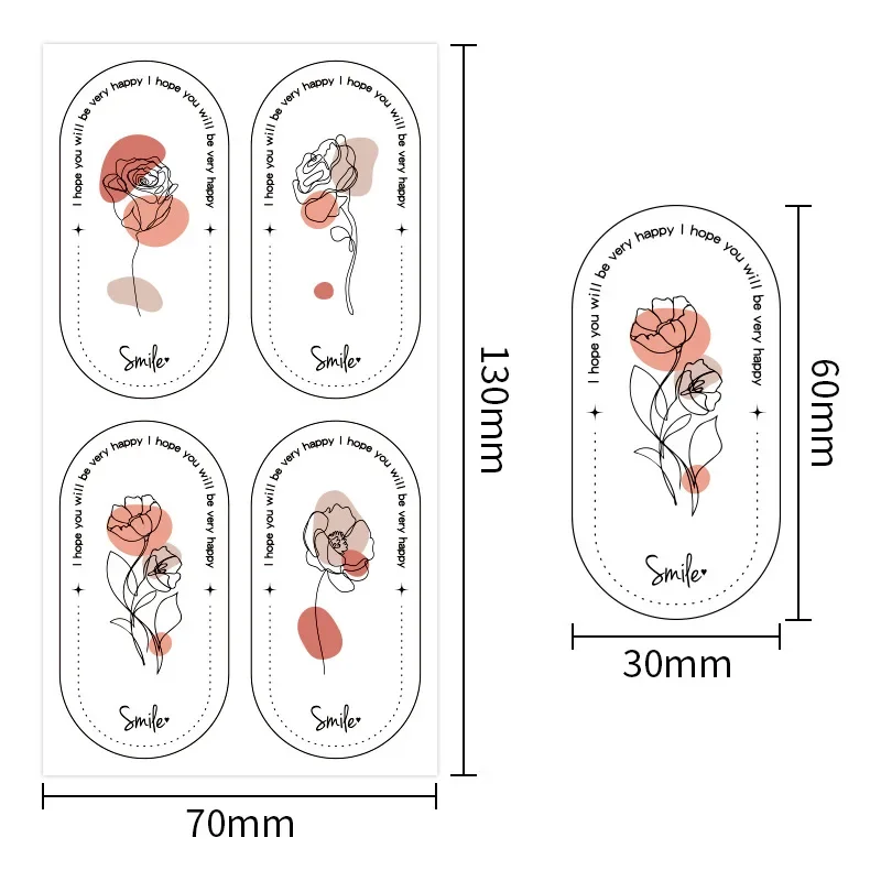 Cute Flower Thank You Stickers for Small Business Baking Dessert Packaging Gift Sealing Decoration Labels Stationery 100Pcs/pack