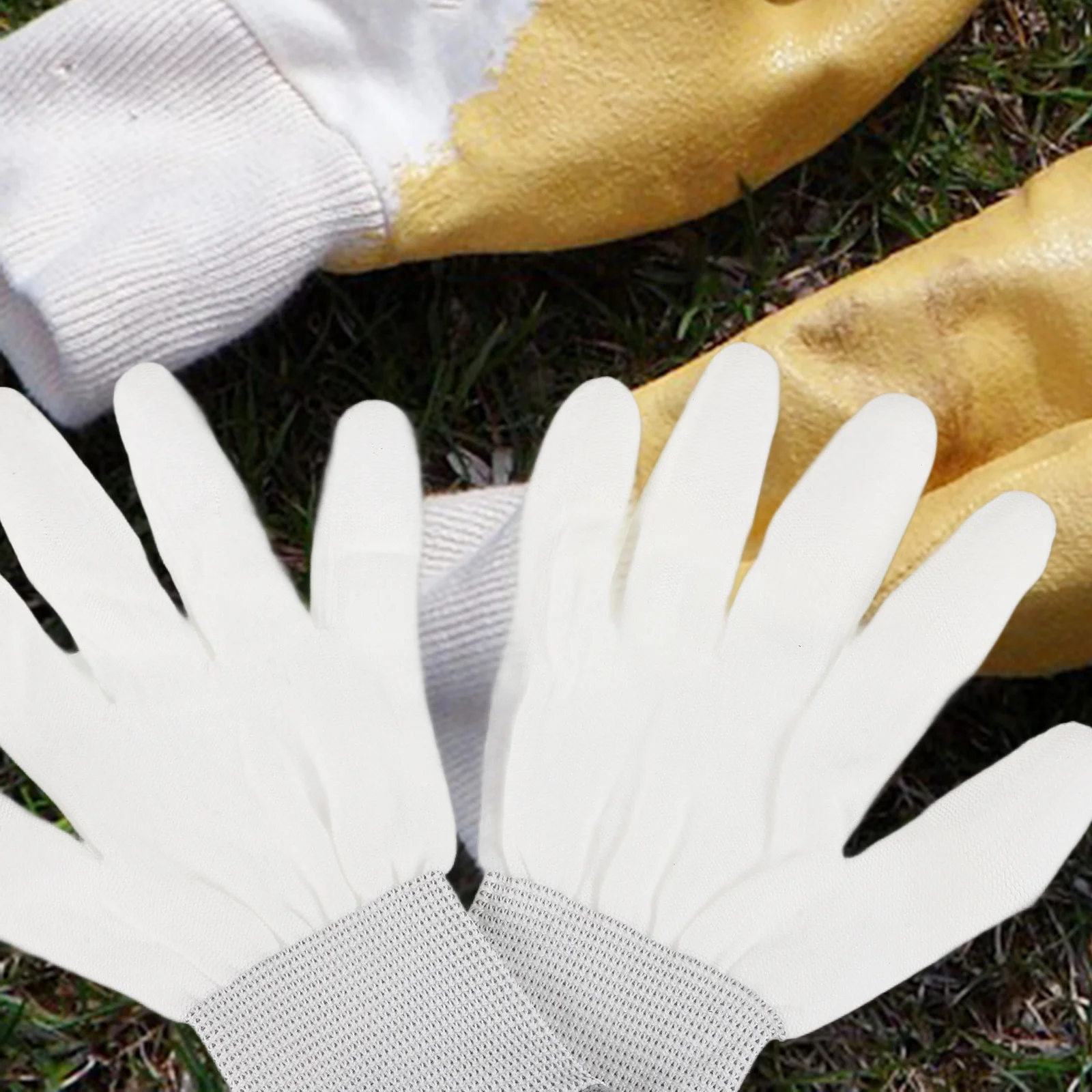 

12Pairs PU Coated Finger Gloves Nylon Quilting Anti for Sewing Quilters Electronics Lab Hospital Reusable