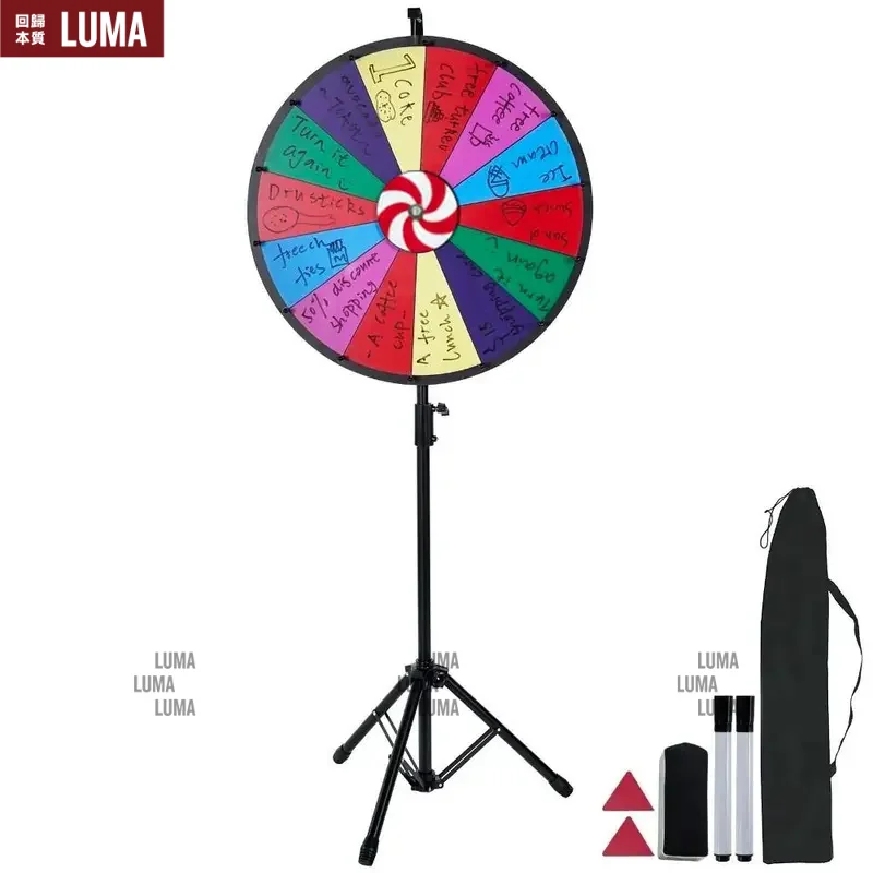 Editable 40/50/60cm Prize Wheel Win Fortune Spinner Game Color Roulette Wheel Folding Tripod Spin Wheel Fortune Telling