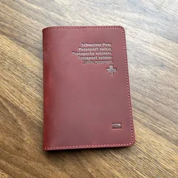 Real Leather Switzerland Passport Cover Genuine Leather Travel Passport Holder Full Grain Leather Passport
