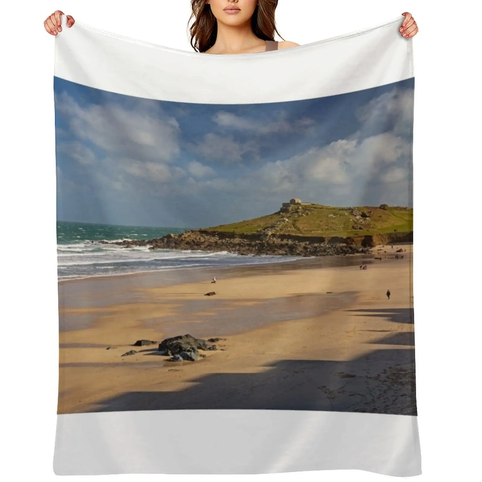 

Porthmeor Beach, St Ives, Cornwall Throw Blanket Hairy Bed covers Luxury Throw Blankets For Bed Blankets