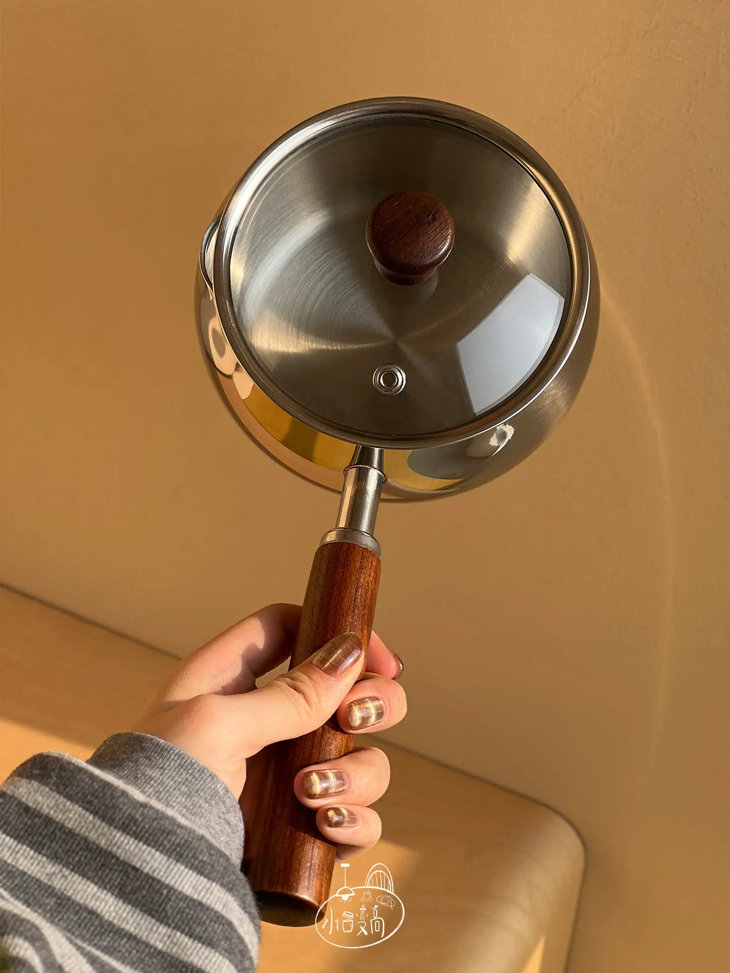 

316 Stainless Steel Milk Pot Mini Saucepan with Lid Wooden Handle Baby Food Pot for Heating Milk Steaming Egg Small Soup Pot