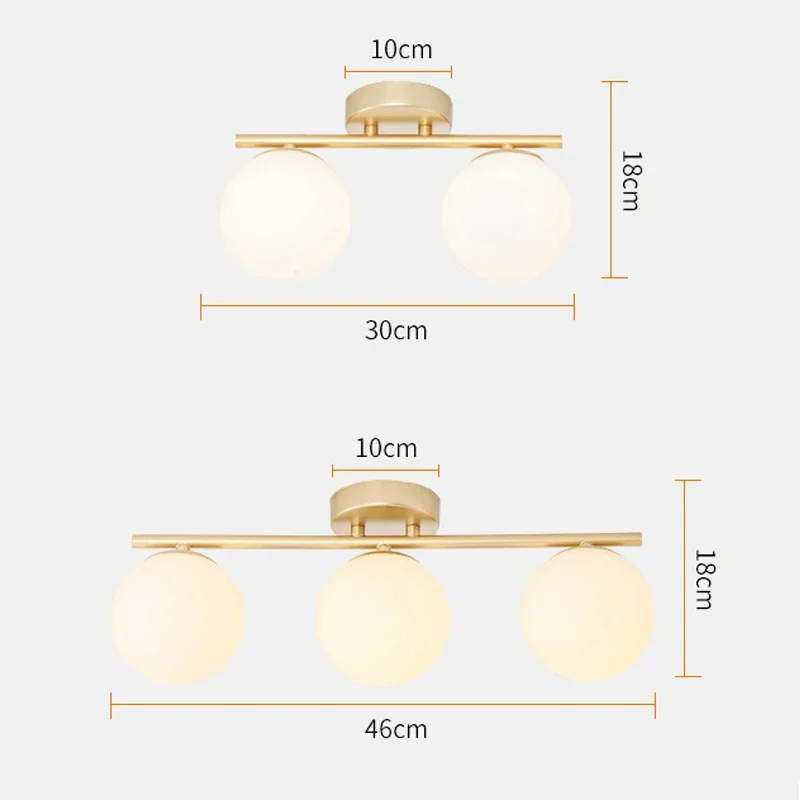 Imagem -04 - Moderno Led Vidro Luzes de Teto Full Copper Orb Lâmpadas Corredor Corredor Entrada Salas Quartos Home Decor Luminárias