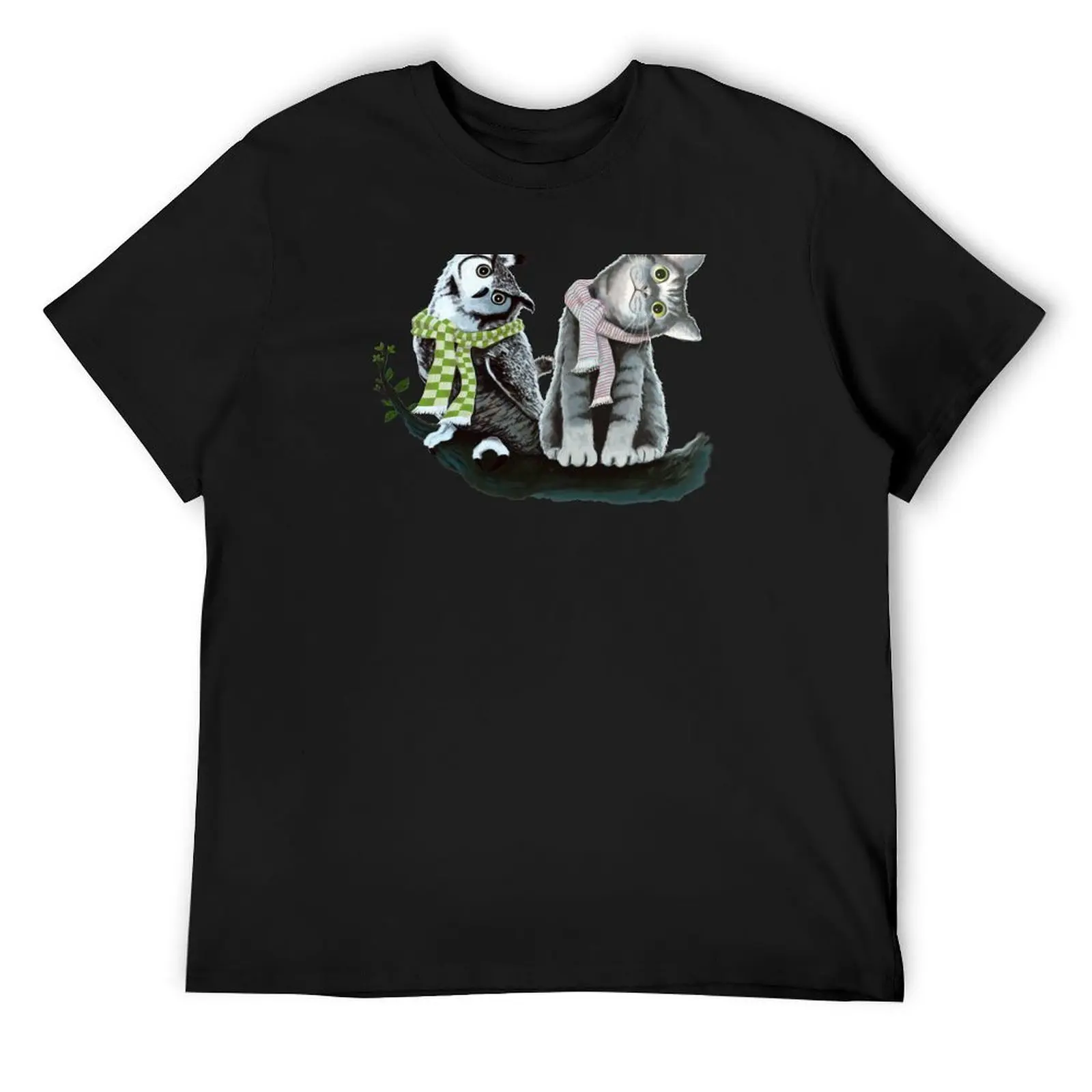 

Cat and Owl T-Shirt oversized tees Personalized t-shirt vintage t shirt men
