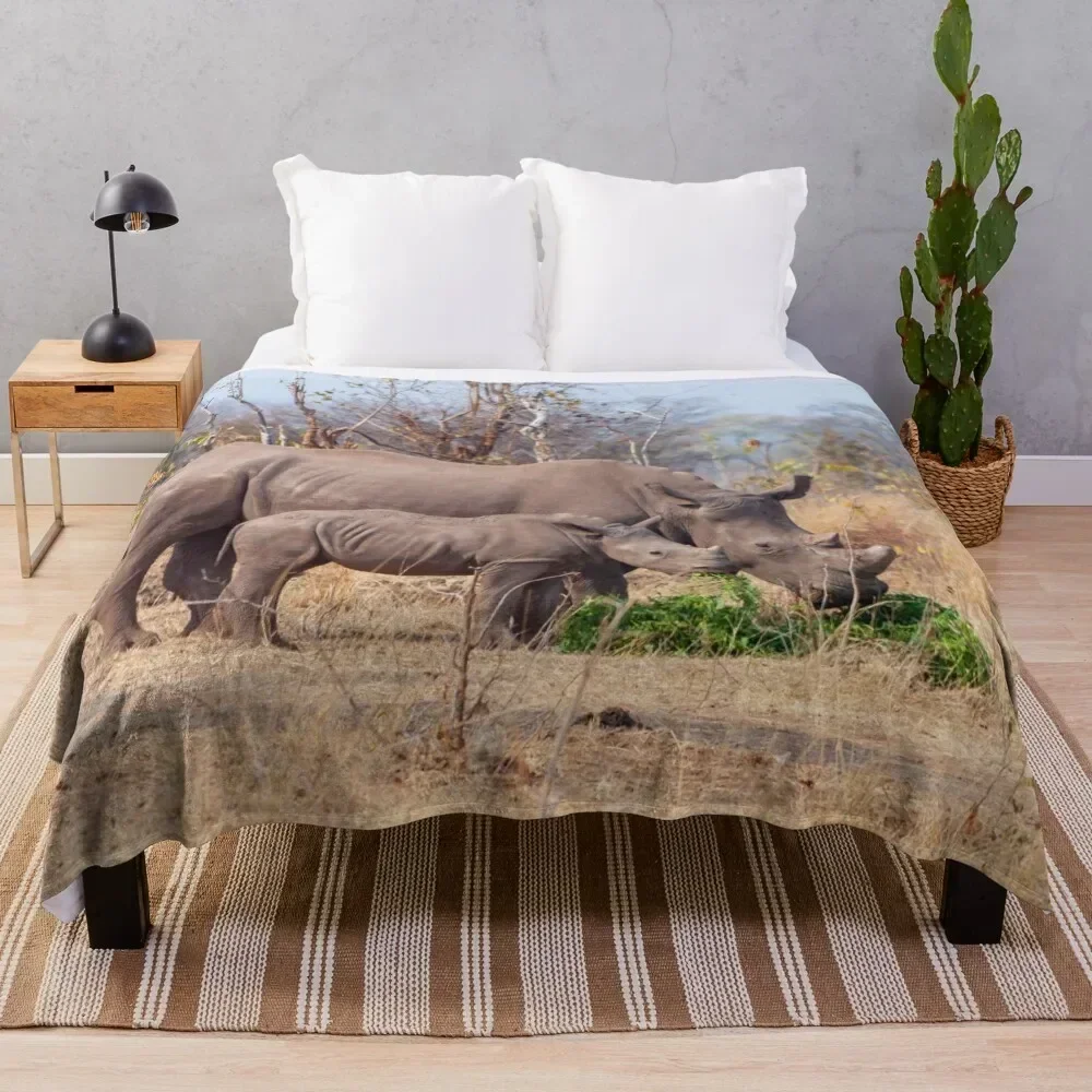 

Rhino Mom and Baby Throw Blanket Summer Cool Breathable Blanket for Sleeping