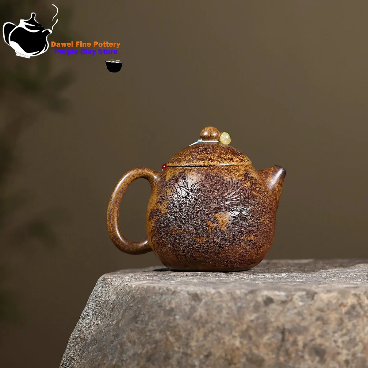 Teiera Yixing in argilla viola, minerale originale, osso di drago, sabbia dorata, uovo di drago a legna, teiera cinese, set da tè Kung Fu