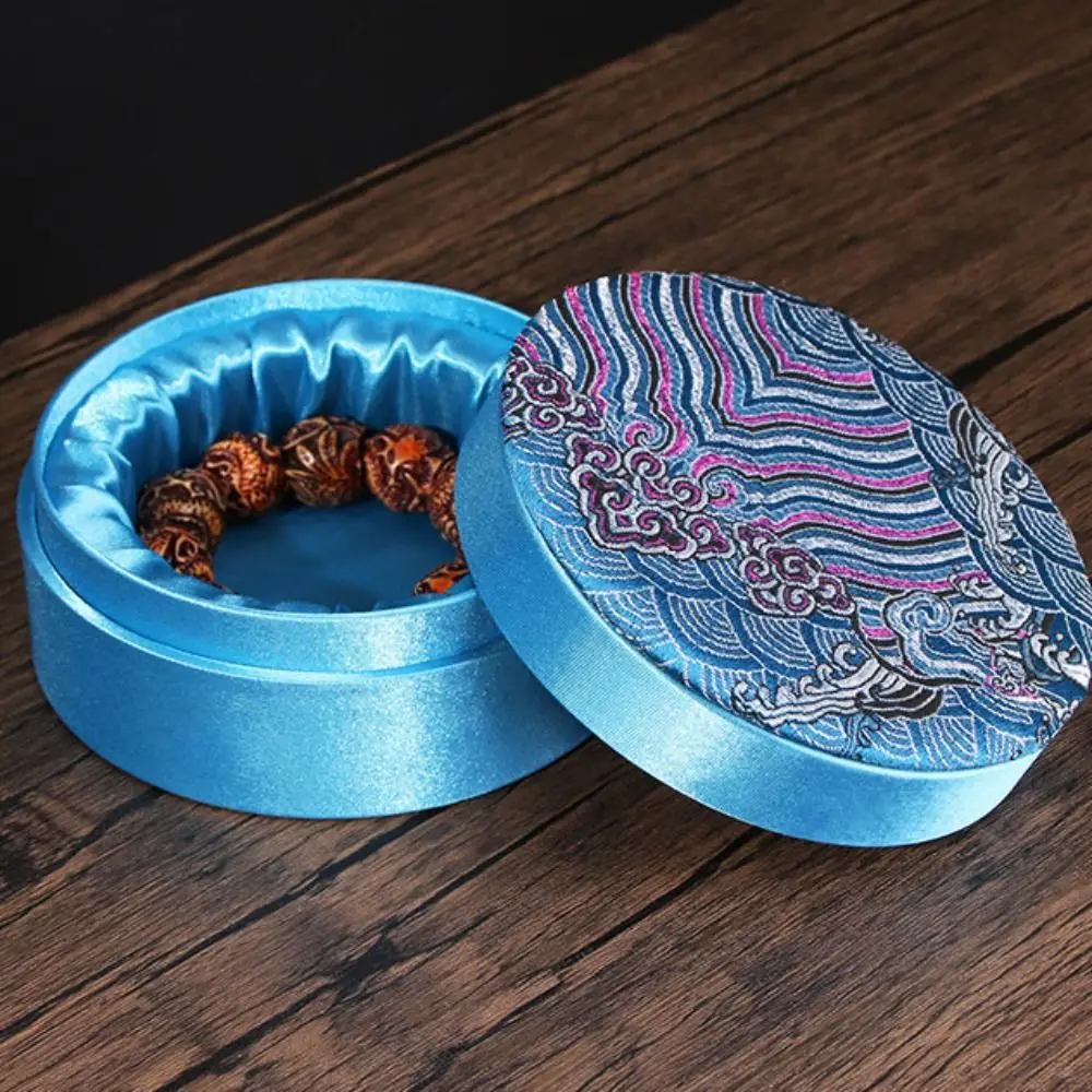 Organizzatore di immagazzinaggio di gioielli in lino Nappa Scatola per braccialetti culturali cinesi Custodia per braccialetti etnici di grande capacità Soggiorno