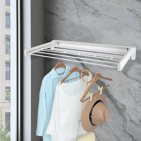Wall Mounted Clothes Drying Rack Indoor, Retractable Collapsible Towel Drying Rack Clothing Drying Racks For Hanging Clothes