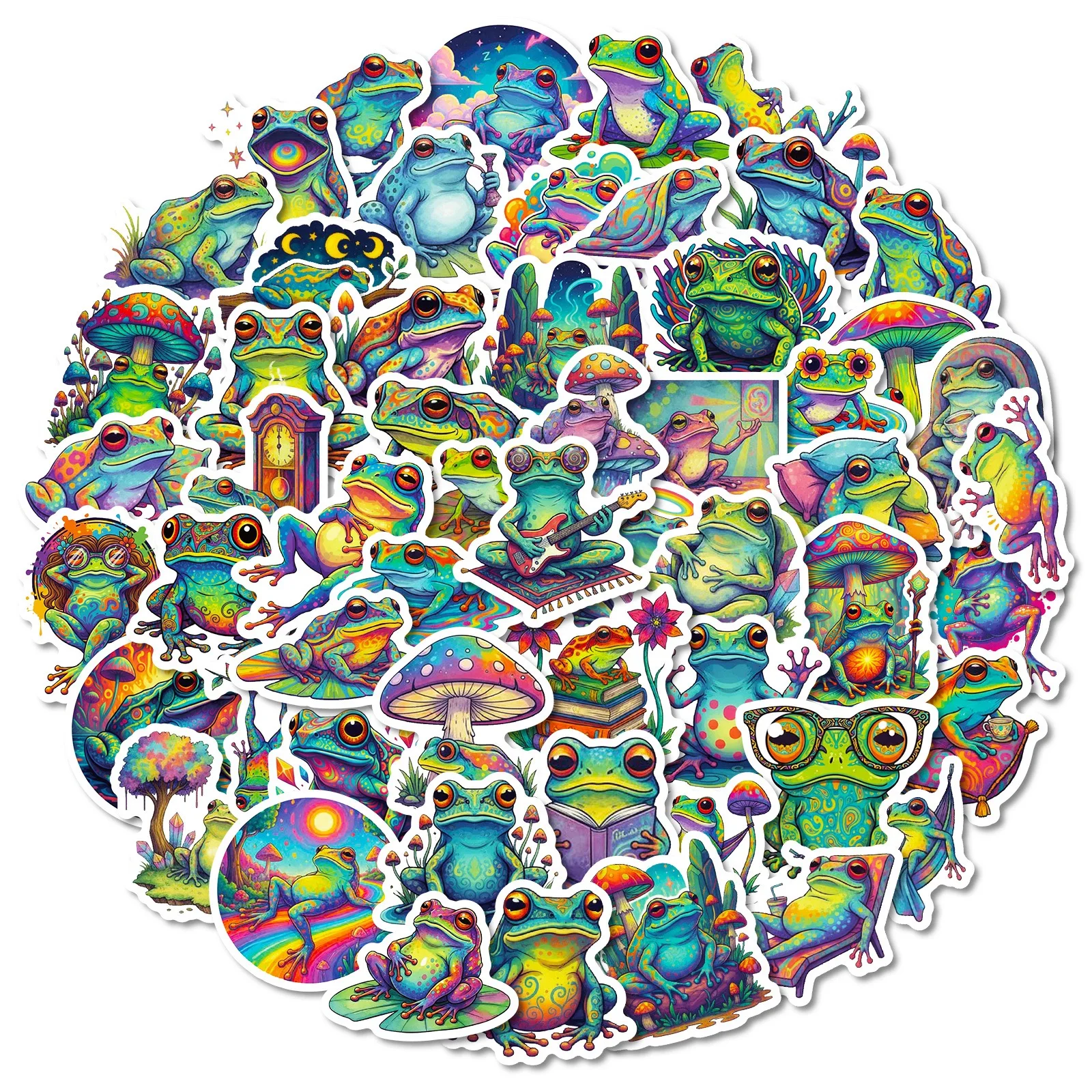 10/56PCS Colore Psichedelico Rana Graffiti Adesivi Rane Carine Del Fumetto Della Decalcomania FAI DA TE Bagagli Telefono Chitarra Skateboard Classici Giocattoli Per Bambini