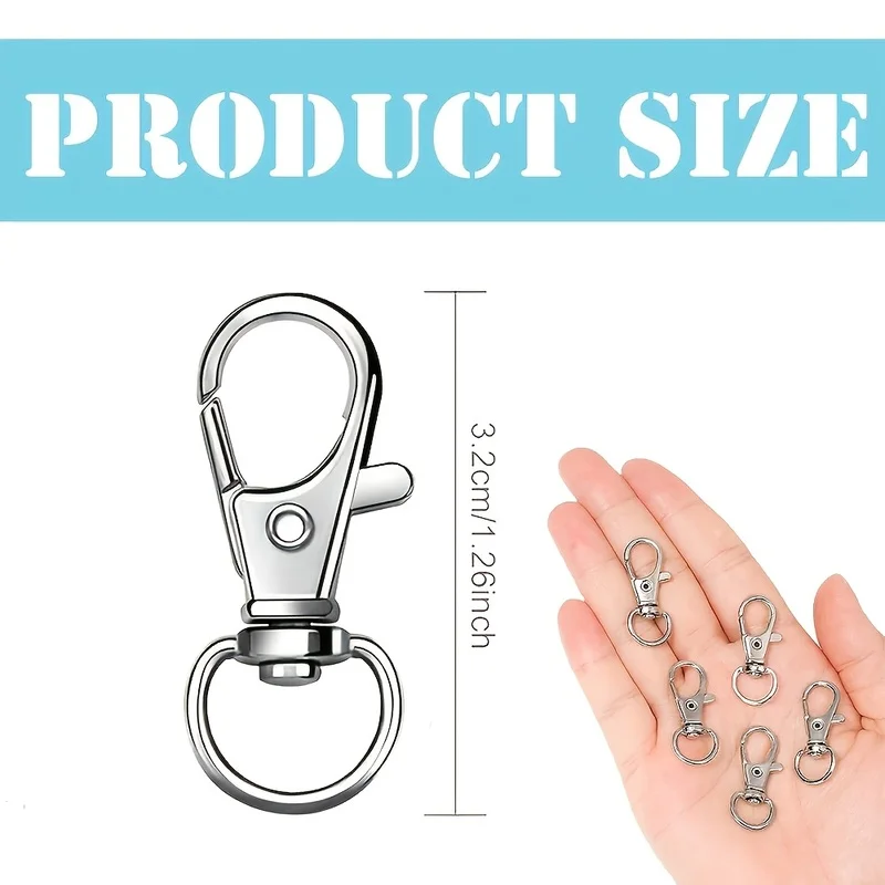 5Pack of keychain hooks and clips，Rotating Lobster Claw Metal Swivel Keychain Clip，Suitable for keychain making、DIYHandicrafts、P