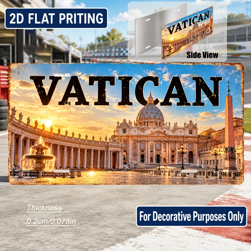 2D Flat, [2D Flat] 2D Flat, 1pc, Vatican Themed Vintage Sign, for Decorative Use Only, Home Decor, Birthday Gift, Vintage Wal