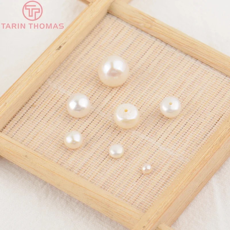 (3499) 6PCS 3MM 4MM 5MM 6MM 7MM 8MM 9MM Natural Pearls with Half Hole Beads High Quality Jewelry Findings