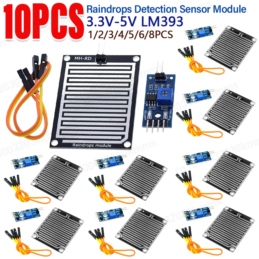 Sensor de Monitor de humedad con detección de gotas de lluvia, Monitor de 3,3 V-5V, placa de relé de Sensor meteorológico de alta sensibilidad para Kit de Robot Arduino