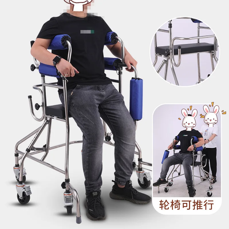 All-in-One Six-Wheel Mobility Support Sturdy Upright Walking Helper for Daily Use