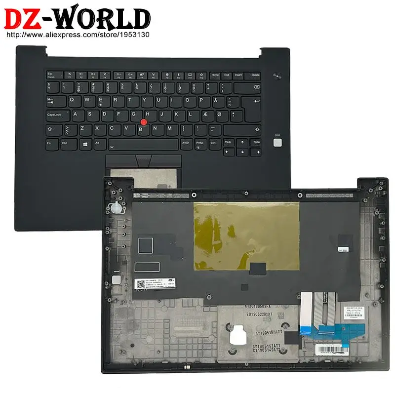 

Shell Palmrest Upper Case With DK Danish Backlit Keyboard for Lenovo Thinkpad P1 Gen1 X1 Extreme 1st Laptop 01YU768 01YU769