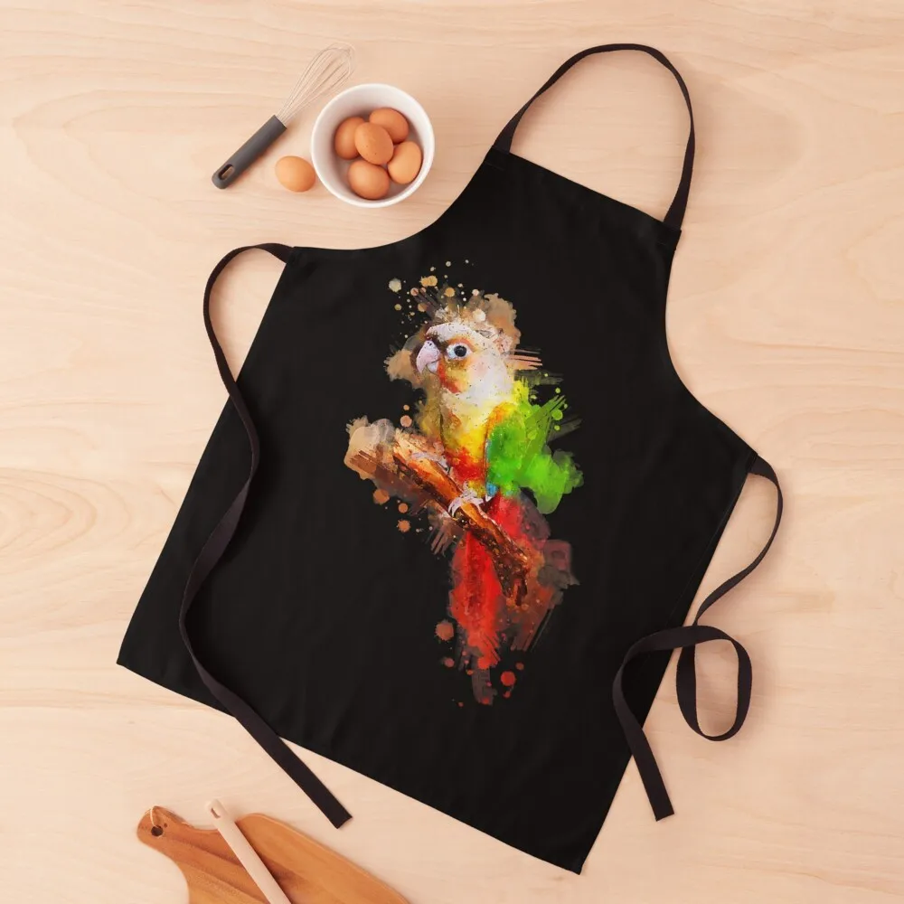 

Watercolor Pineapple Green Cheek Conure parrot Apron household woman Kitchen Supplies Idea Goods for kitchen useful Apron