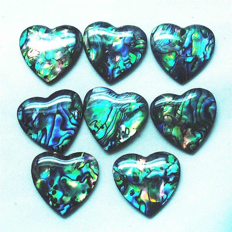 7PCS Natural Abalone Shell Paper Mother Of Pearl Cabochons Heart Shape 20MM DIY JEWELRY FINDINGS