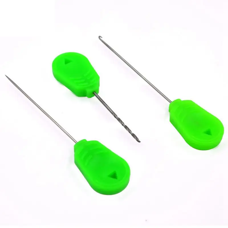 1Set Wholesale Bait Needle Tool Set Carp Fishing Stringer Needle Rigging Bait Needle Kit Tool (Hook+Stringer+Drill)