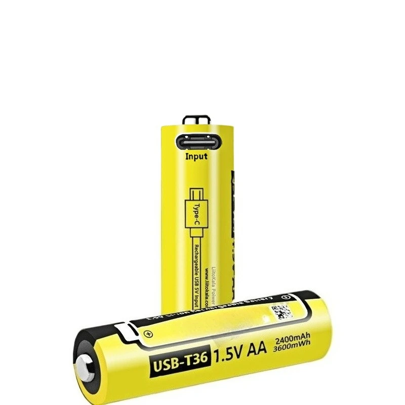 ل Liitokala USB-T36 1.5 فولت AA 3600mWh ليثيوم أيون بطارية قابلة للشحن 1200 دورة نوع-C AA 2400 مللي أمبير بطارية