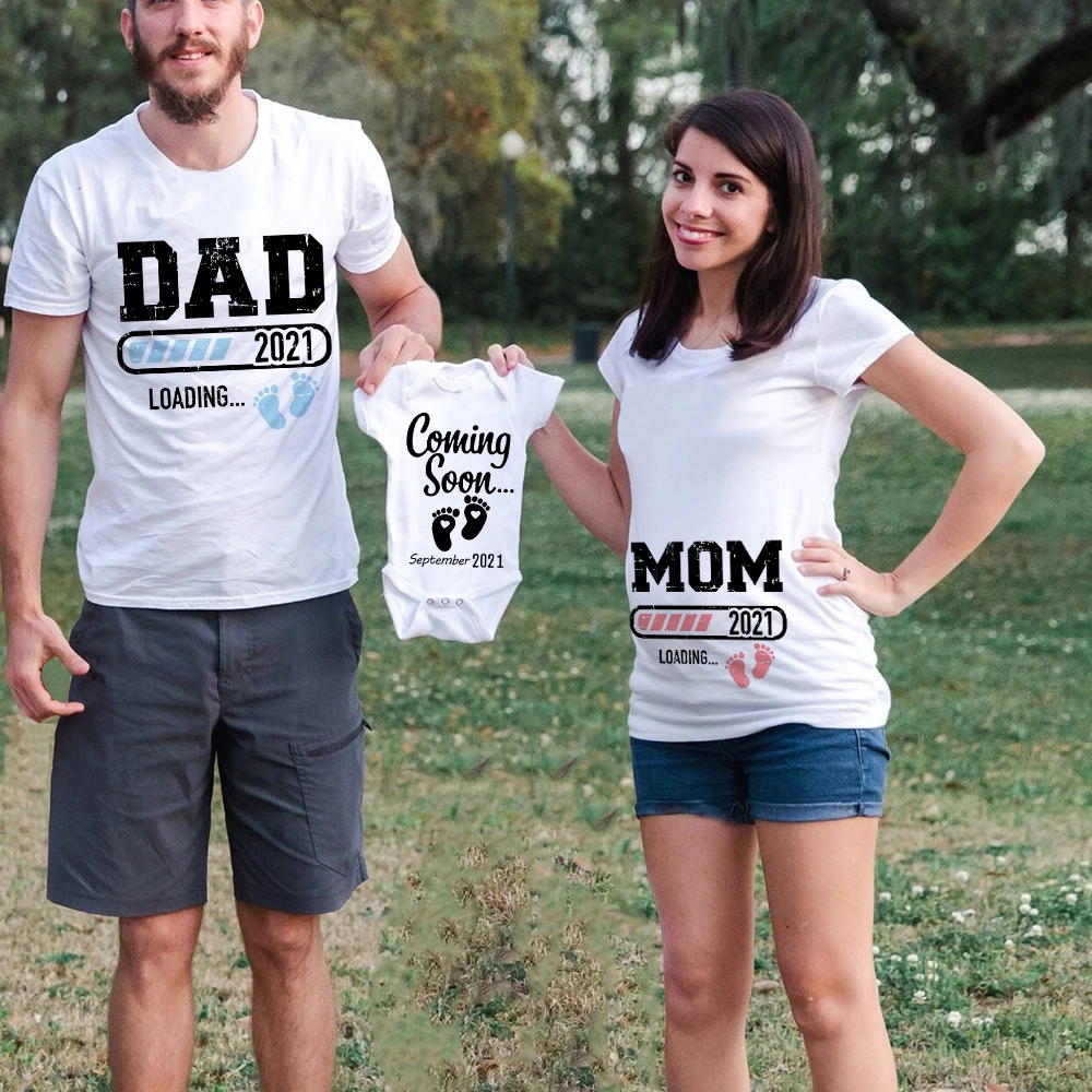 Camiseta familiar con estampado de papá mamá bebé, camisetas