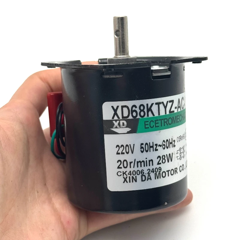 28W 68KTYZ Permanent Magnet Synchronous Motor Central Shaft 8mm Without Hole Forward Reverse Controllable AC Electric Motor 220V