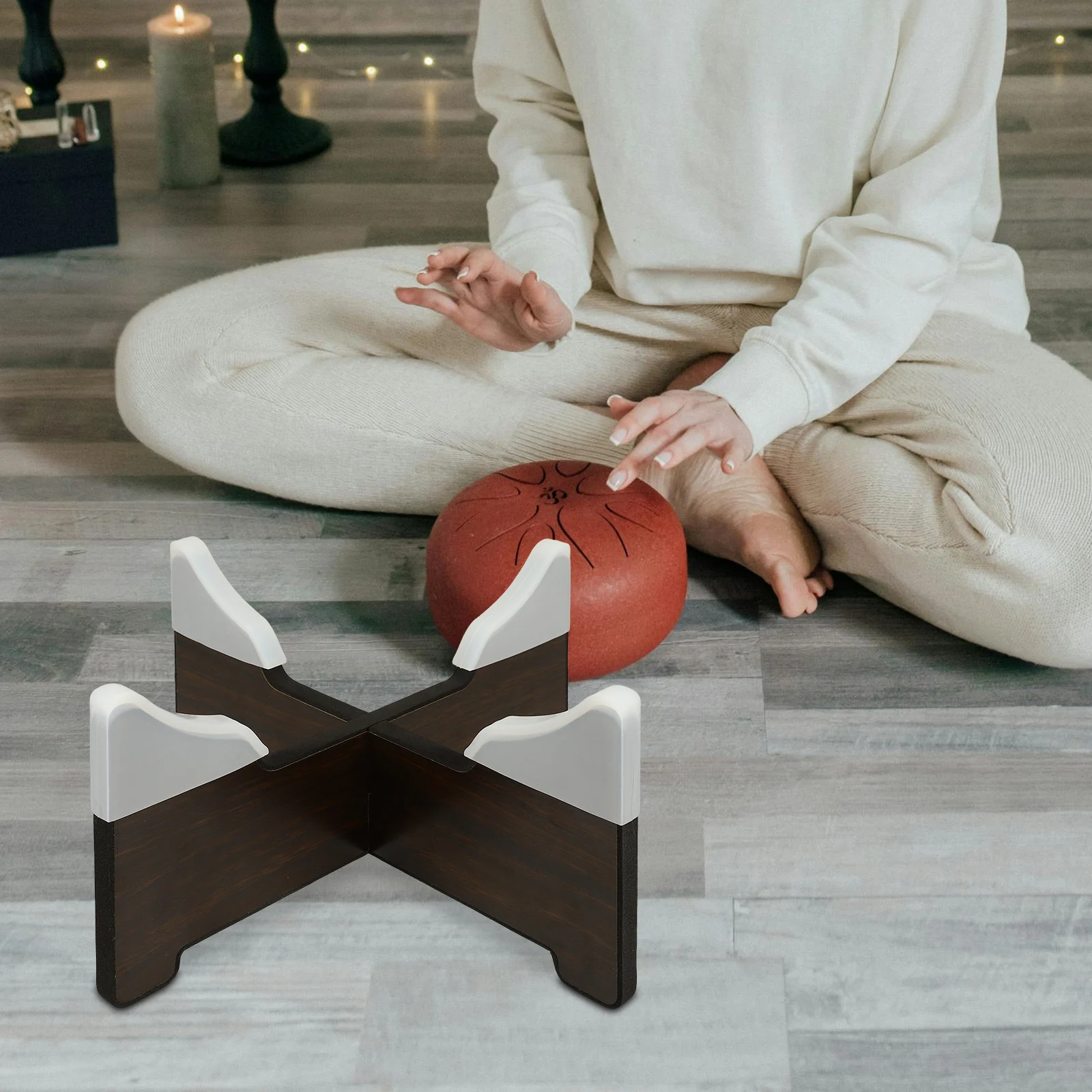 

Ethereal Rack Hand Pan Display Rack Foldable Snare Drum Stand Stand for Safe Storage Tongue Drum Wooden Holder