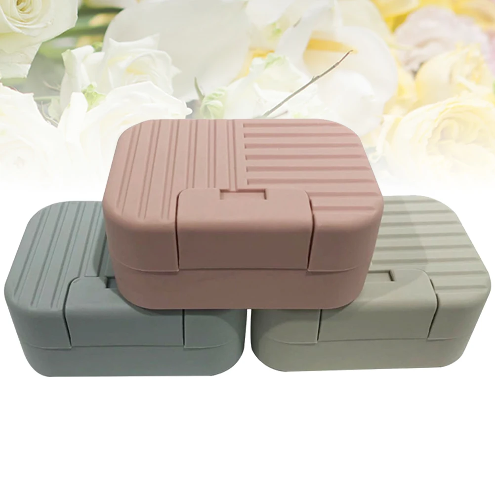 

3pcs Portable Sealed Soap Box Waterproof Lock Design Soap Holder For Bathroom Bathtub Kitchen Use Blue Green Pink