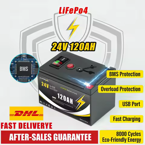Brand New 24V 120Ah LiFePO4⛄️Deep Cycle Battery, Rechargeable Built-in BMS for Solar Power,Scooters,Fish Finder,Boats🌬️